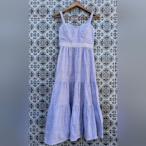 Lilly Pulitzer Oliver Lilac Gingham Midi Dress Plaid Tier size 2